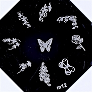 Stempelplade nailart stamping med sommerfugle og blomster